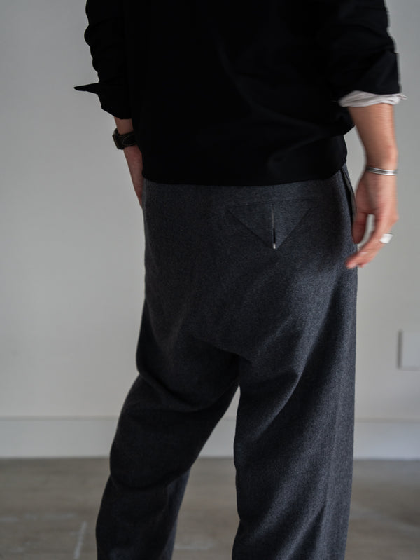 Washed Serge Sarouel Wide Pants【dark gray】