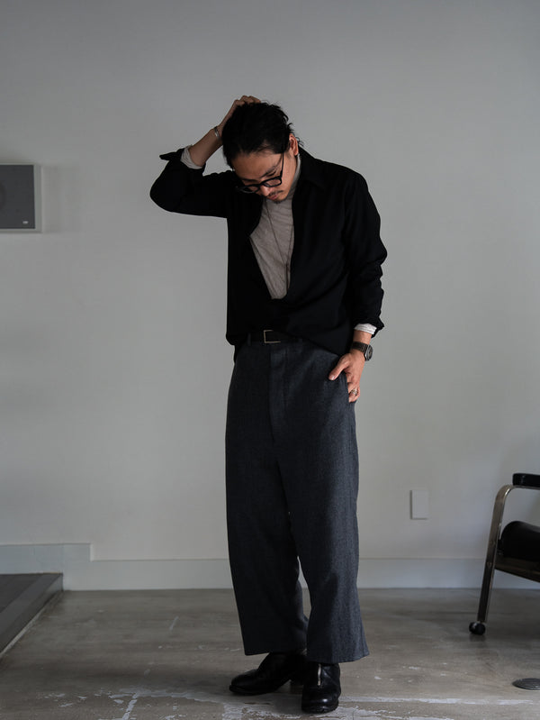 Washed Serge Sarouel Wide Pants【dark gray】
