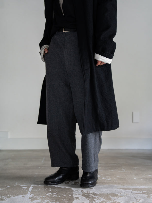 Washed Serge Sarouel Wide Pants【dark gray】