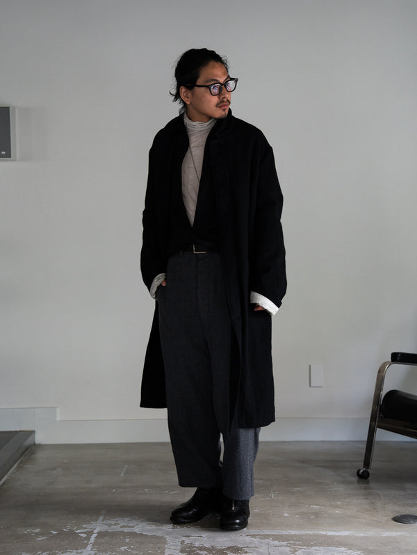 Washed Serge Sarouel Wide Pants【dark gray】