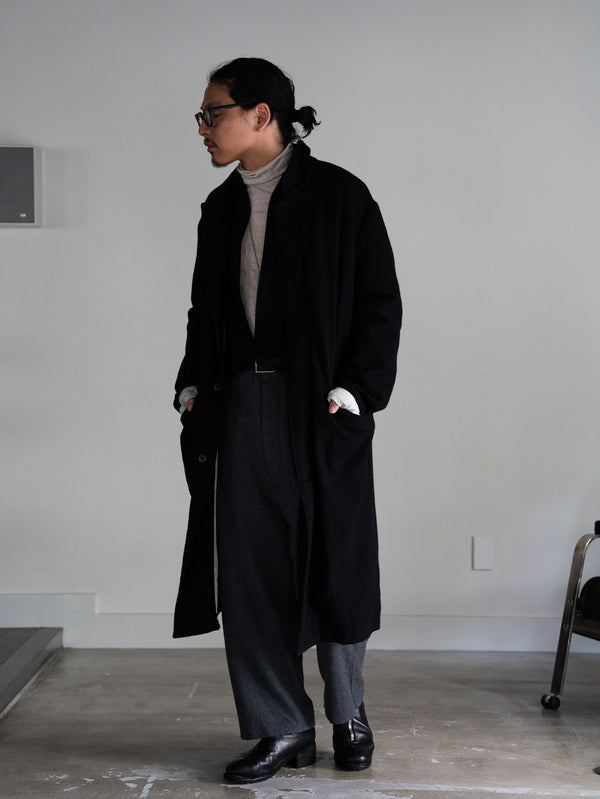 Washed Serge Sarouel Wide Pants【dark gray】