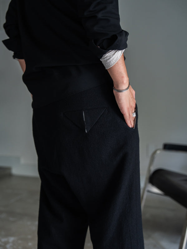 Washed Serge Sarouel Wide Pants【black】