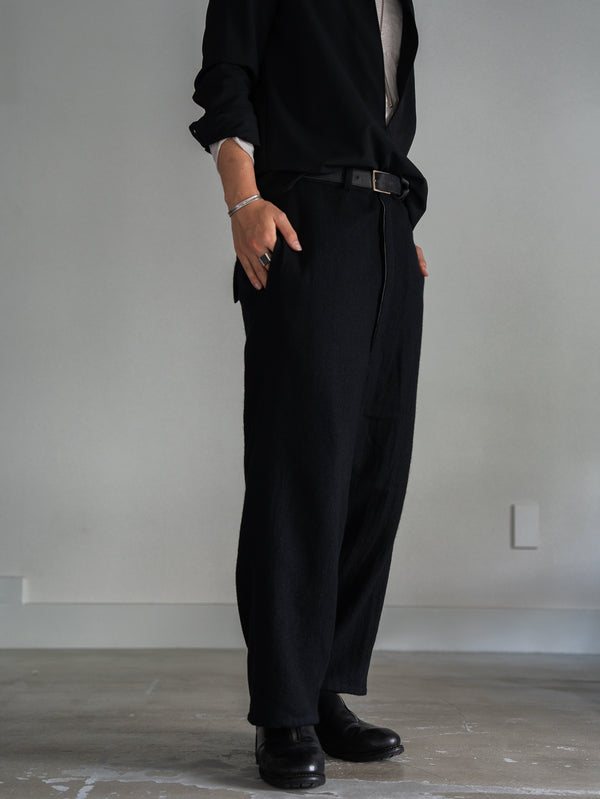 Washed Serge Sarouel Wide Pants【black】