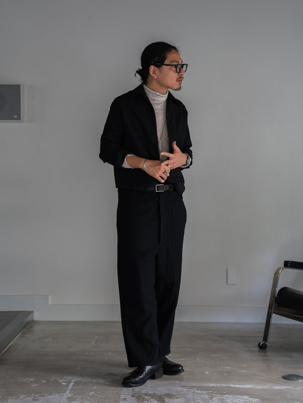 Washed Serge Sarouel Wide Pants【black】