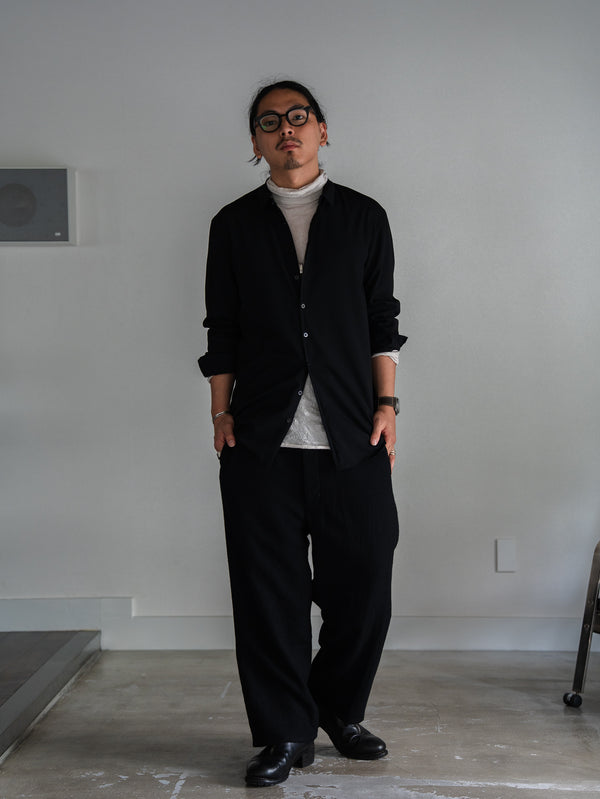 Washed Serge Sarouel Wide Pants【black】