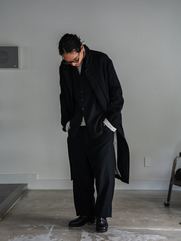Washed Serge Sarouel Wide Pants【black】