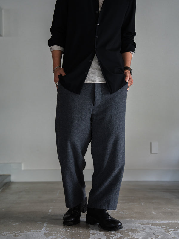 Washed Serge Sarouel Wide Pants【dark gray】