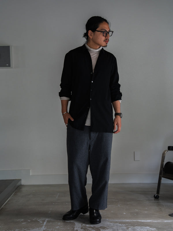 Washed Serge Sarouel Wide Pants【dark gray】