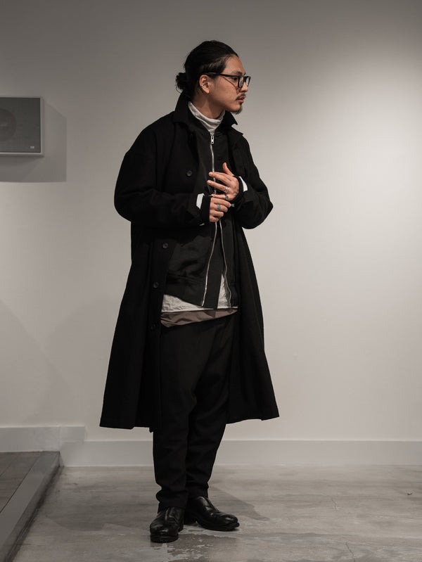 Back-Vent Washed-Serge Overcoat [尾州ウール]【black】