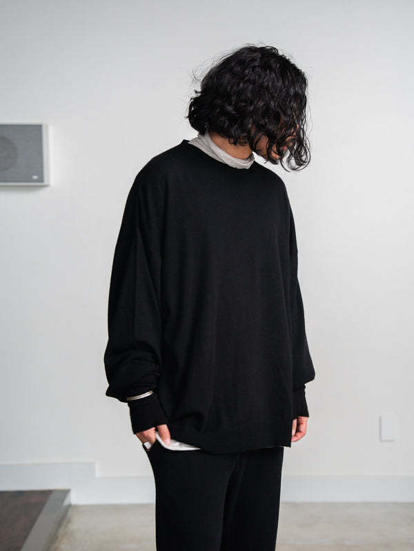 Cashmere Balloon Sleeve Knit【black】