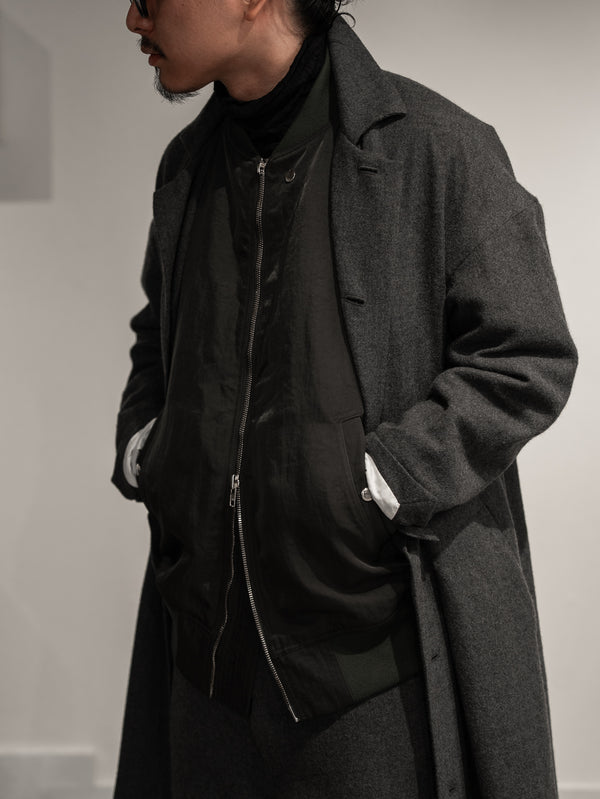 Back-Vent Washed-Serge Overcoat [尾州ウール]【dark gray】