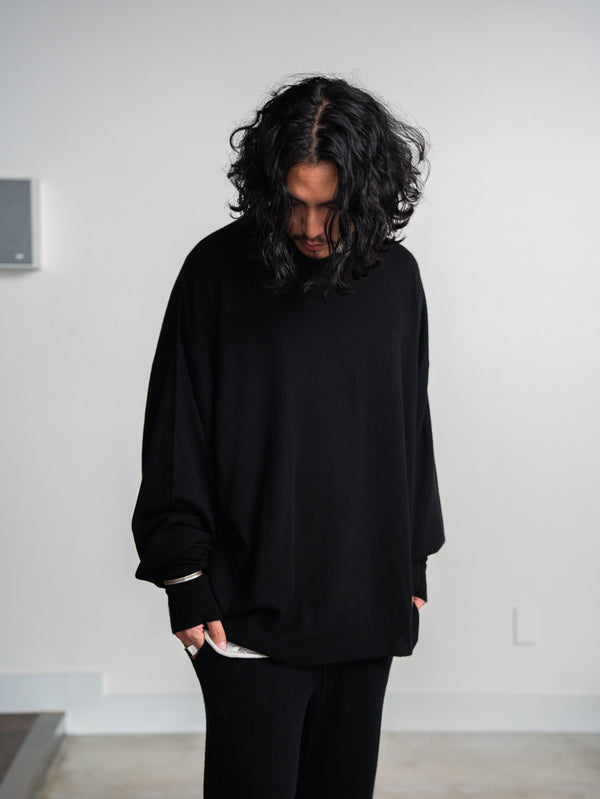 Cashmere Balloon Sleeve Knit【black】