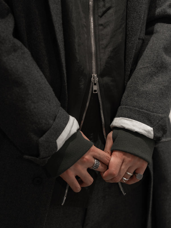 Back-Vent Washed-Serge Overcoat [尾州ウール]【dark gray】