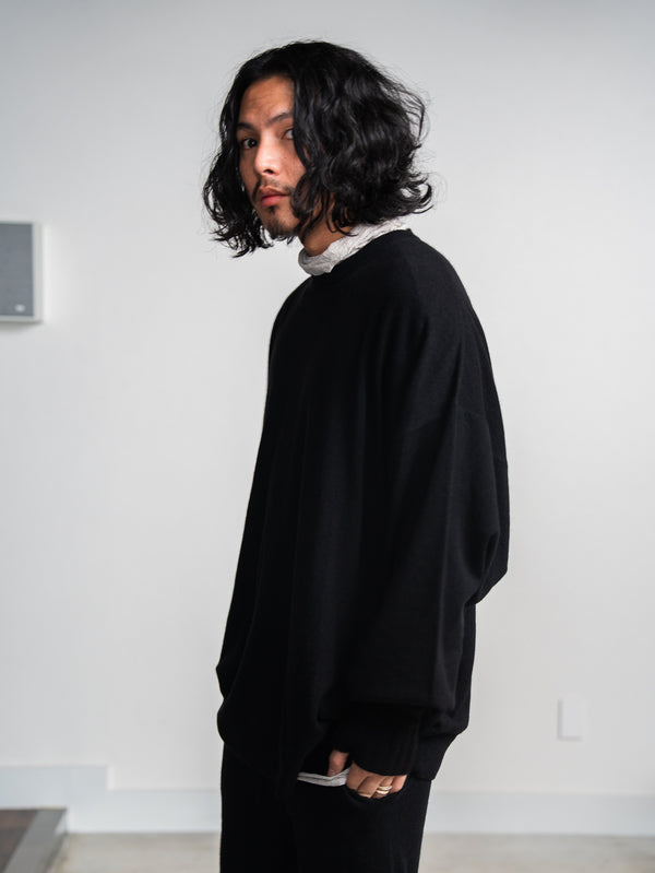 Cashmere Balloon Sleeve Knit【black】