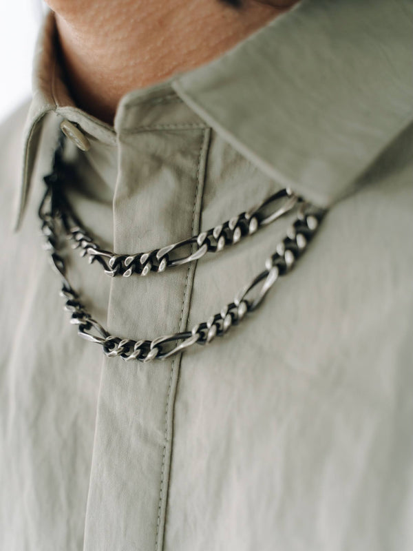 3way Antique Silver Chain Necklace