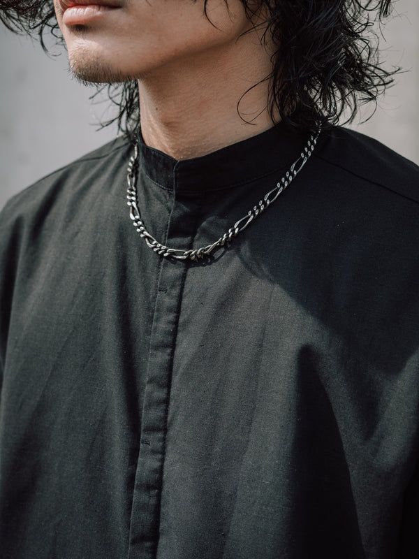 Black Frayed Edge Linen Shirt [for setup]