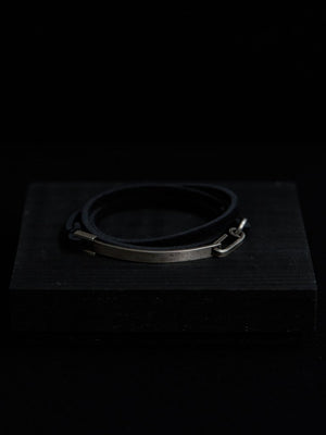 3 - layer Leather Plate Bracelet [Silver925] - PRY