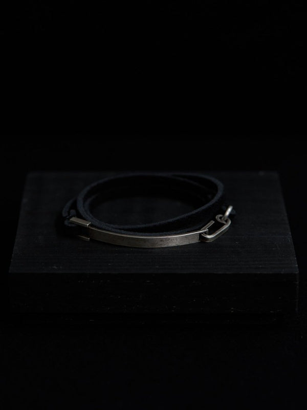 3 - layer Leather Plate Bracelet [Silver925] - PRY
