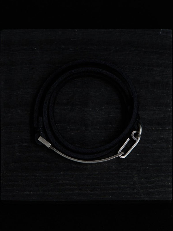 3 - layer Leather Plate Bracelet [Silver925] - PRY