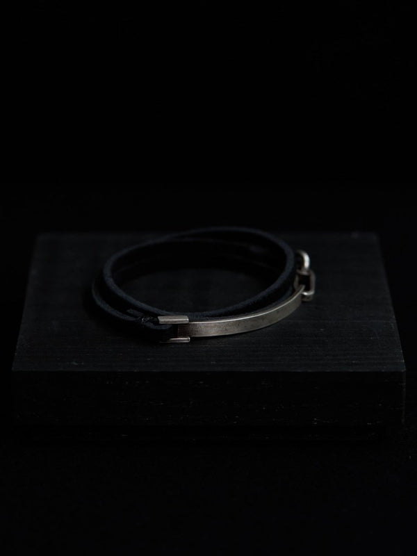 3 - layer Leather Plate Bracelet [Silver925] - PRY