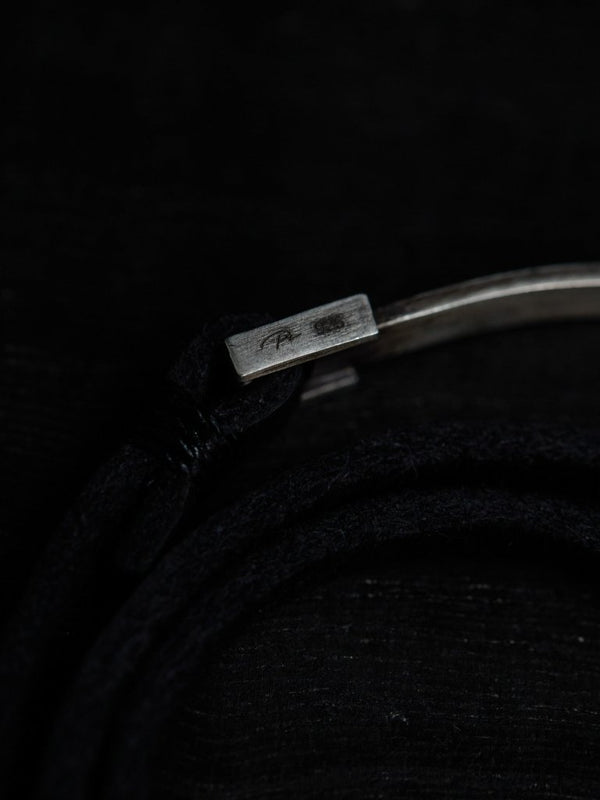 3 - layer Leather Plate Bracelet [Silver925] - PRY