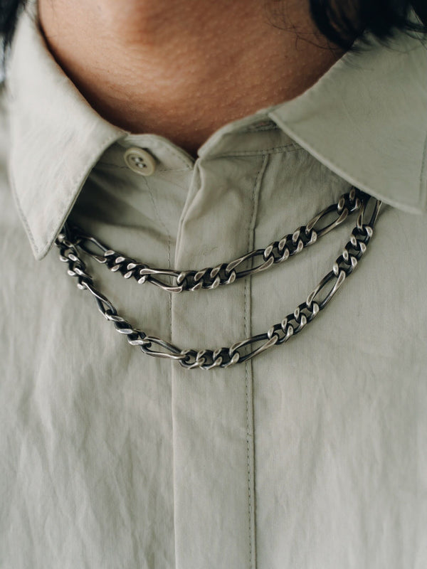 3way Antique Silver Chain Necklace