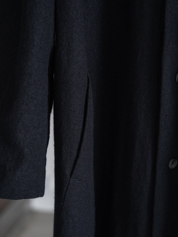 Back-Vent Washed-Serge Overcoat [尾州ウール]【black】