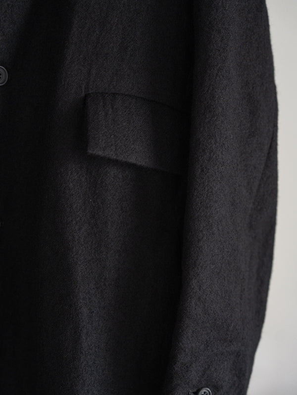 Back-Vent Washed-Serge Overcoat [尾州ウール]【black】