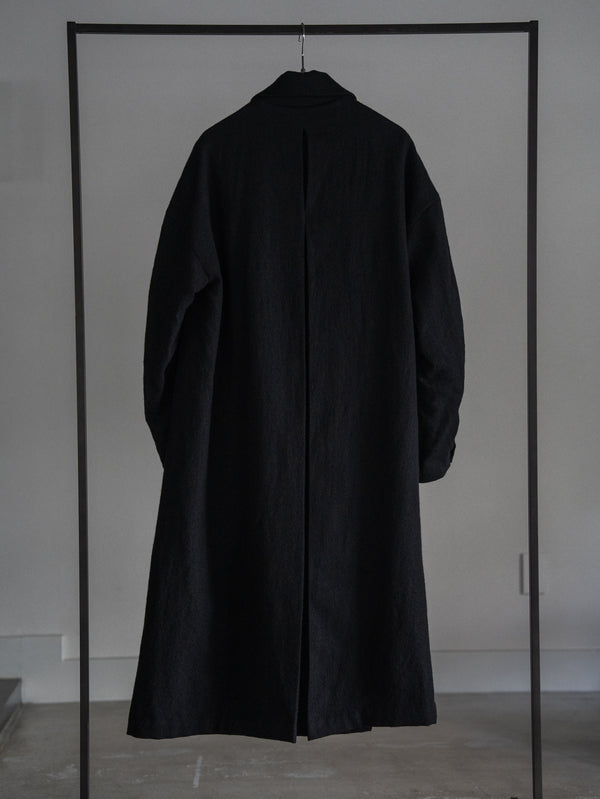 Back-Vent Washed-Serge Overcoat [尾州ウール]【black】