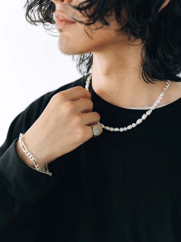 3way Pearl Silver Chain Necklace