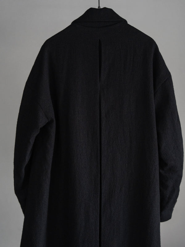 Back-Vent Washed-Serge Overcoat [尾州ウール]【black】