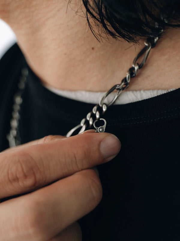 3way Antique Silver Chain Necklace