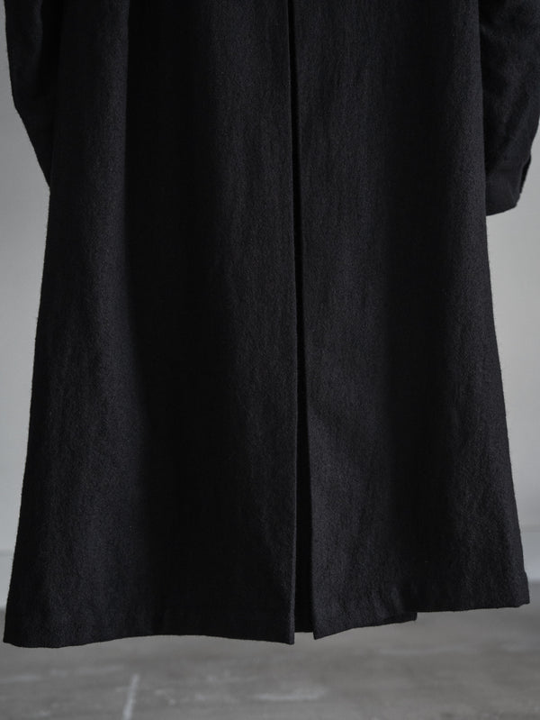 Back-Vent Washed-Serge Overcoat [尾州ウール]【black】