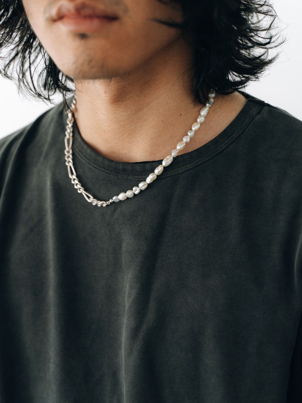 3way Pearl Silver Chain Necklace