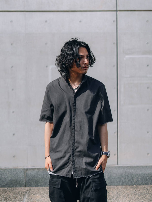 DarkGray Frayed Edge Linen Shirt [for setup]