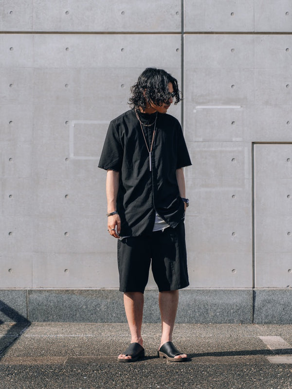 Black Frayed Edge Linen Shirt [for setup]