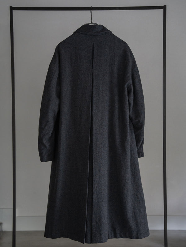Back-Vent Washed-Serge Overcoat [尾州ウール]【dark gray】