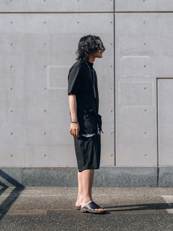 Black Frayed Edge Linen Shirt [for setup]