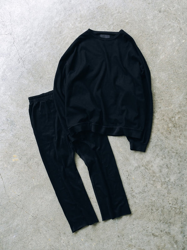 Cut-off Flare Sweatpants [Velvet Black]