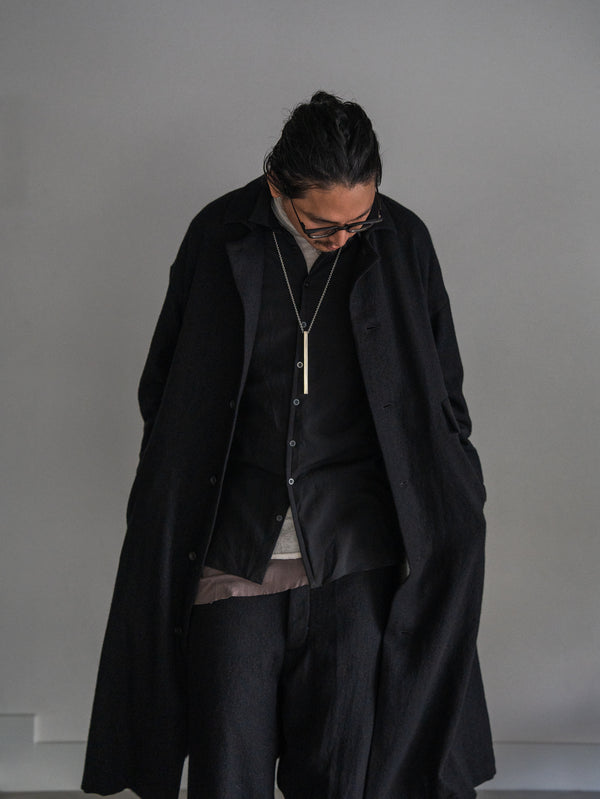 Back-Vent Washed-Serge Overcoat [尾州ウール]【black】