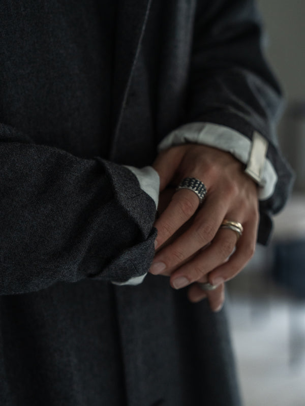 Back-Vent Washed-Serge Overcoat [尾州ウール]【dark gray】