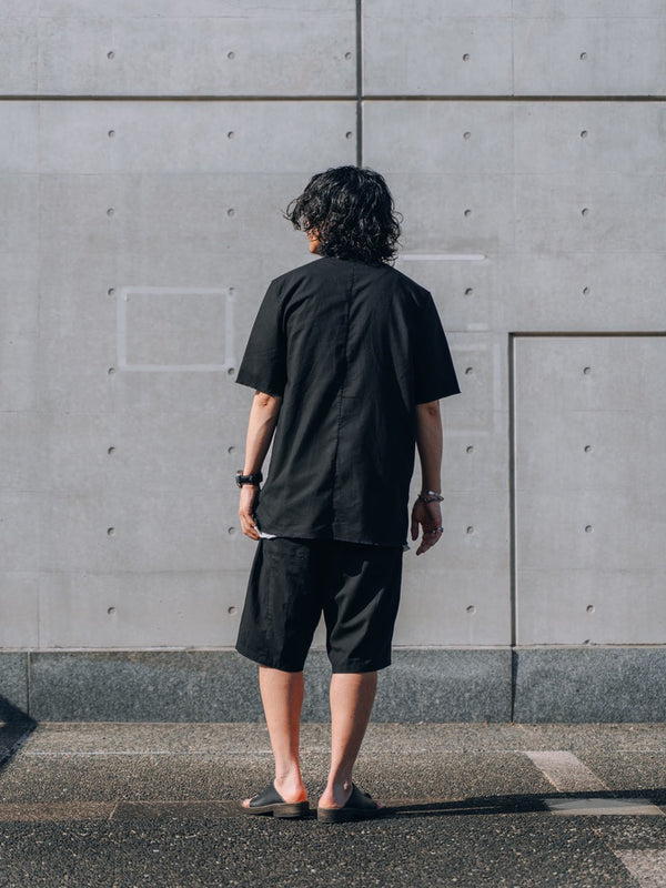 Black Frayed Edge Linen Shirt [for setup]