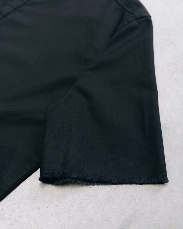 Black Frayed Edge Linen Shirt [for setup]