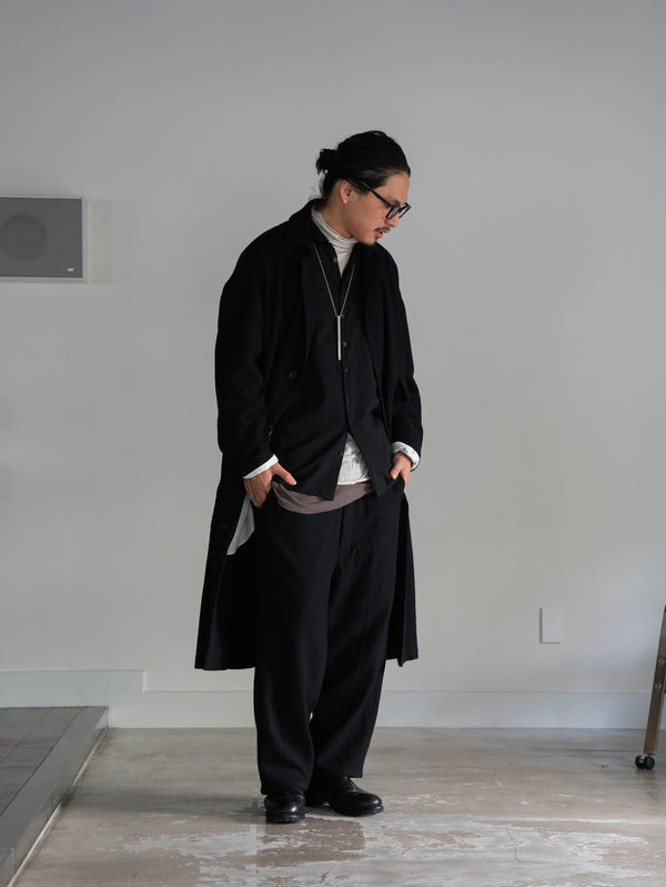 Back-Vent Washed-Serge Overcoat [尾州ウール]【black】