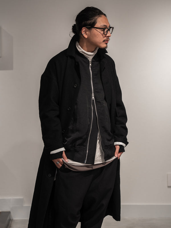 Back-Vent Washed-Serge Overcoat [尾州ウール]【black】