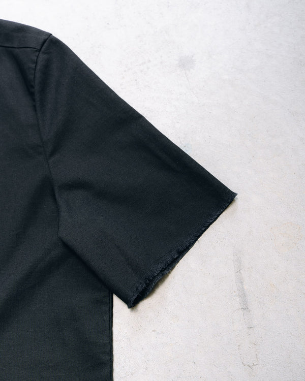 Black Frayed Edge Linen Shirt [for setup]