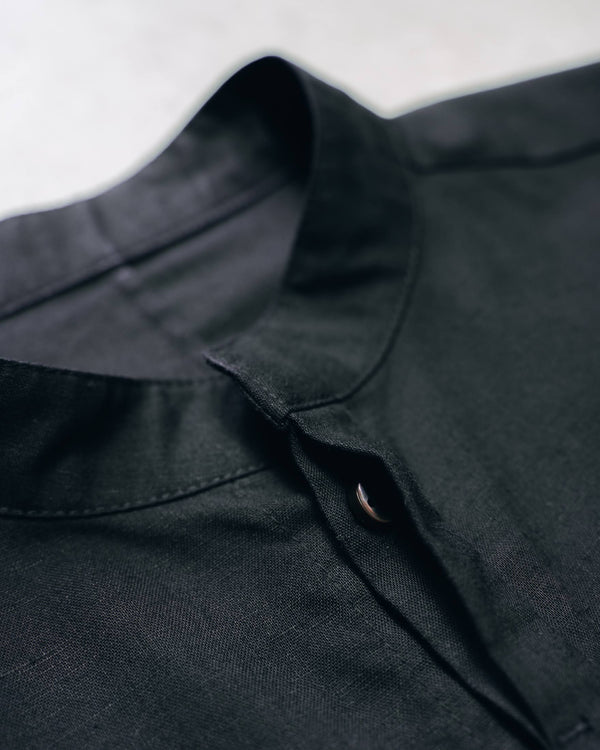 Black Frayed Edge Linen Shirt [for setup]