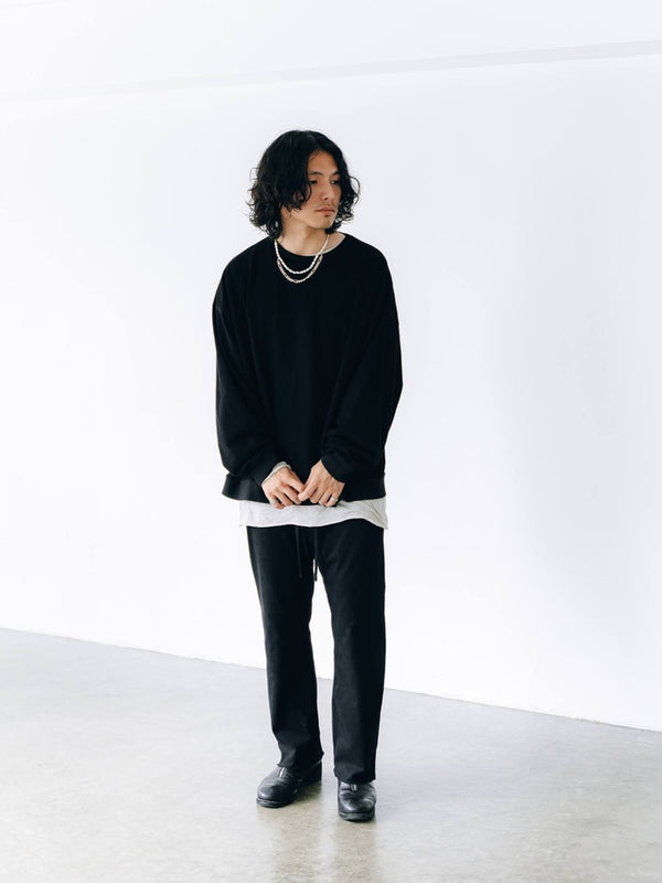 Cut-off Flare Sweatpants [Velvet Black]