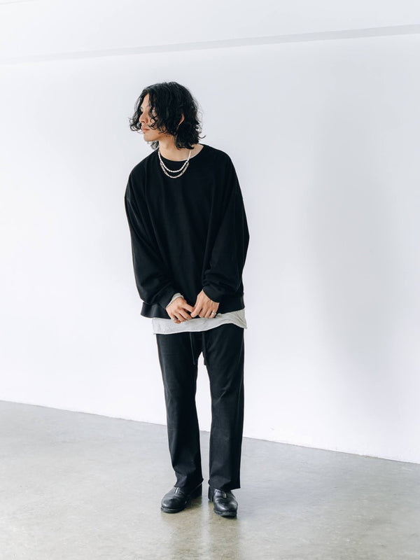 Cut-off Flare Sweatpants [Velvet Black]