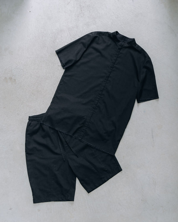 Black Frayed Edge Linen Shirt [for setup]